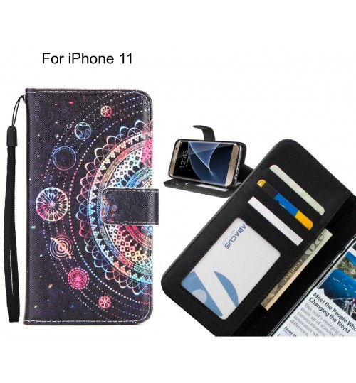 iPhone 11 case 3 card leather wallet case printed ID