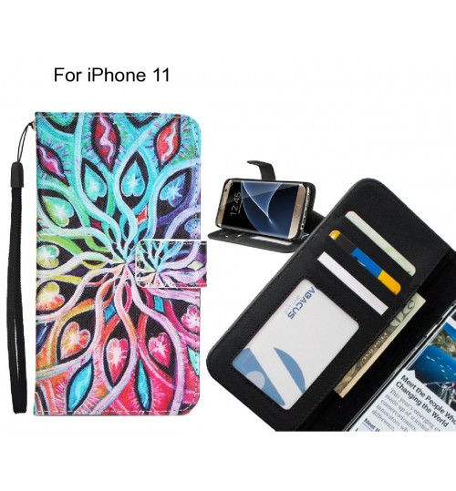 iPhone 11 case 3 card leather wallet case printed ID