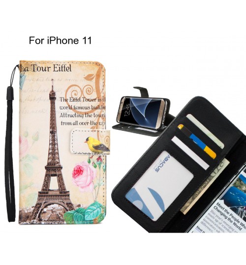 iPhone 11 case 3 card leather wallet case printed ID