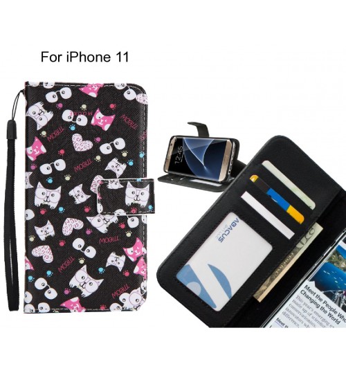 iPhone 11 case 3 card leather wallet case printed ID