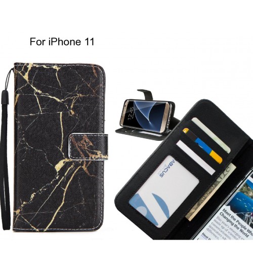 iPhone 11 case 3 card leather wallet case printed ID