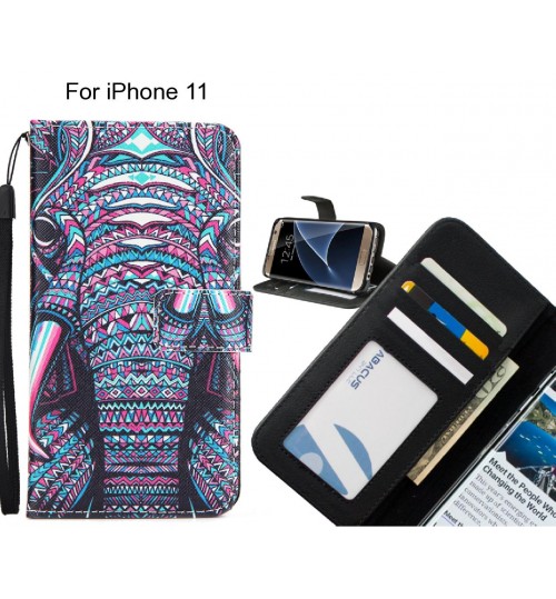 iPhone 11 case 3 card leather wallet case printed ID