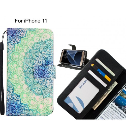 iPhone 11 case 3 card leather wallet case printed ID