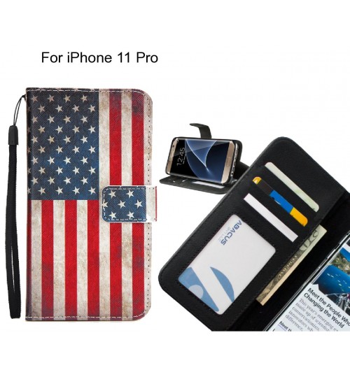 iPhone 11 Pro case 3 card leather wallet case printed ID