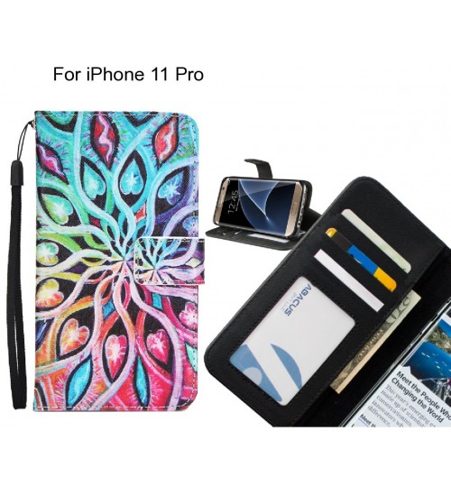 iPhone 11 Pro case 3 card leather wallet case printed ID