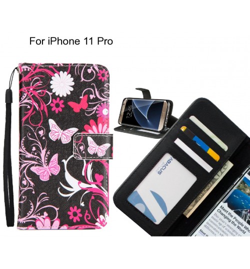 iPhone 11 Pro case 3 card leather wallet case printed ID