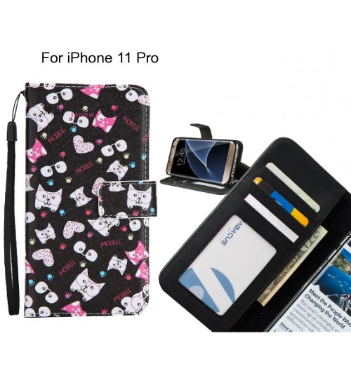 iPhone 11 Pro case 3 card leather wallet case printed ID