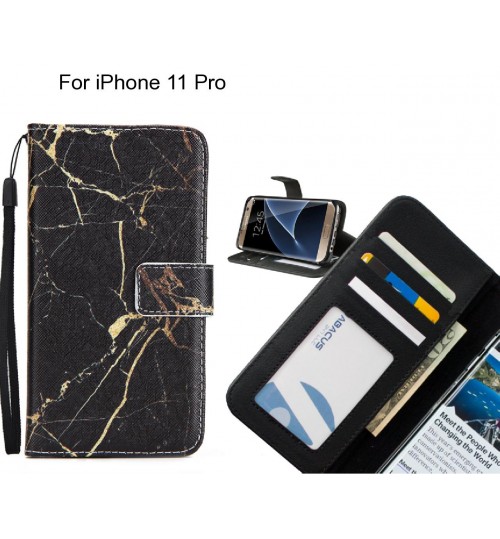 iPhone 11 Pro case 3 card leather wallet case printed ID