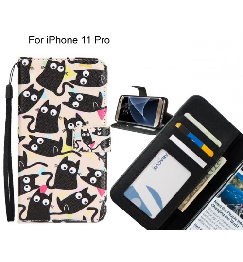 iPhone 11 Pro case 3 card leather wallet case printed ID