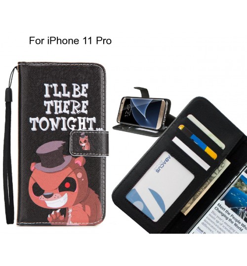 iPhone 11 Pro case 3 card leather wallet case printed ID