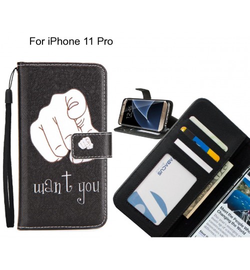 iPhone 11 Pro case 3 card leather wallet case printed ID