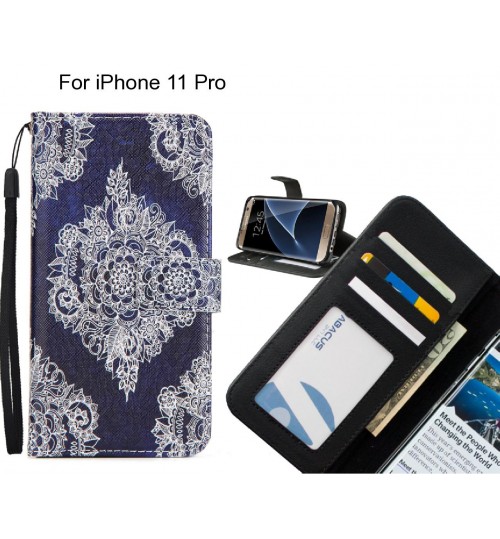 iPhone 11 Pro case 3 card leather wallet case printed ID