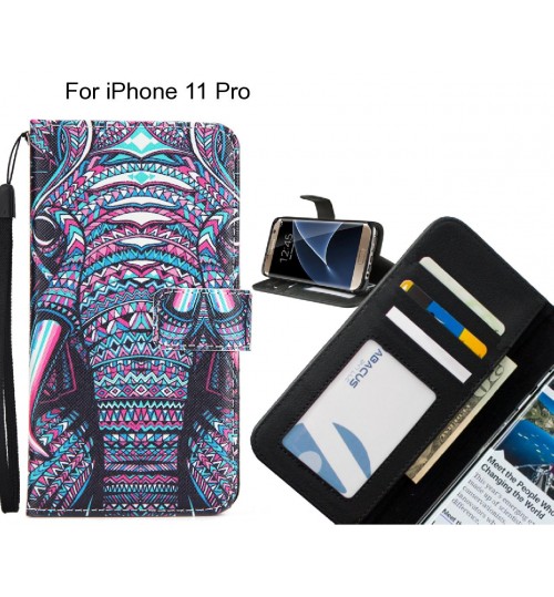 iPhone 11 Pro case 3 card leather wallet case printed ID