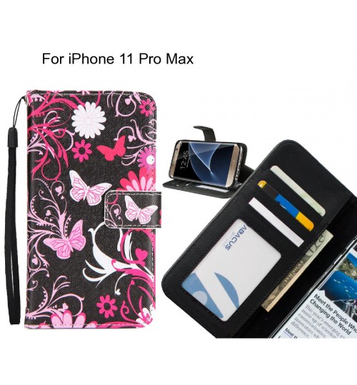 iPhone 11 Pro Max case 3 card leather wallet case printed ID