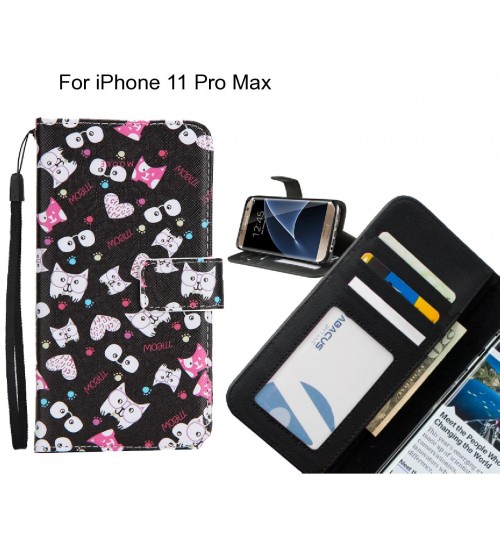 iPhone 11 Pro Max case 3 card leather wallet case printed ID