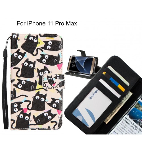 iPhone 11 Pro Max case 3 card leather wallet case printed ID