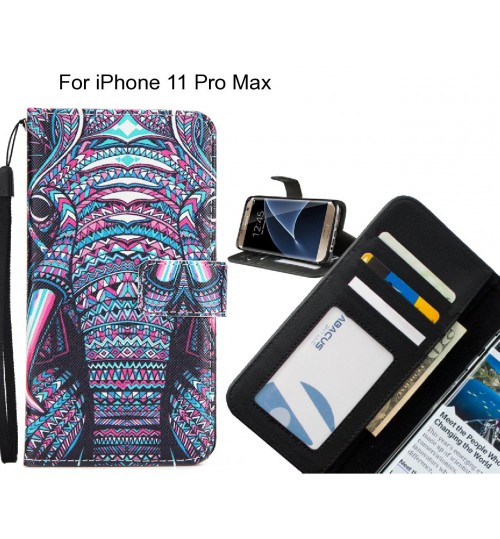 iPhone 11 Pro Max case 3 card leather wallet case printed ID