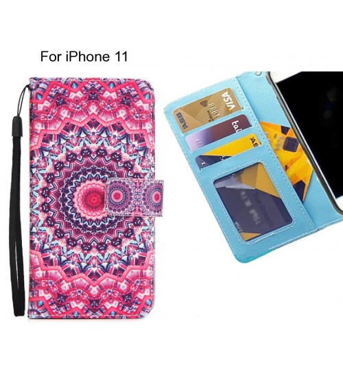 iPhone 11 case 3 card leather wallet case printed ID