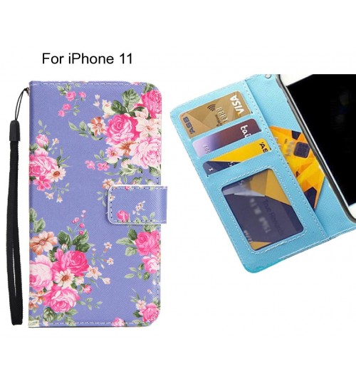 iPhone 11 case 3 card leather wallet case printed ID