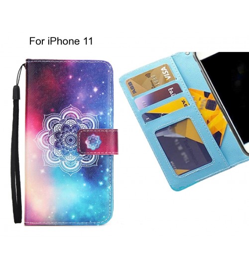 iPhone 11 case 3 card leather wallet case printed ID