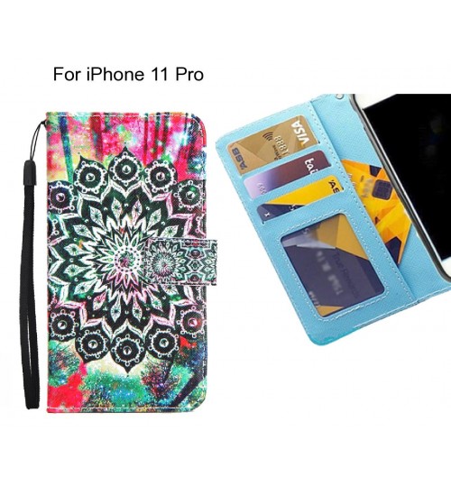 iPhone 11 Pro case 3 card leather wallet case printed ID