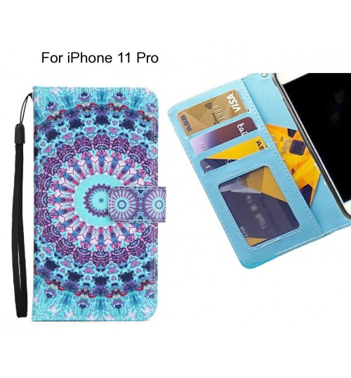 iPhone 11 Pro case 3 card leather wallet case printed ID