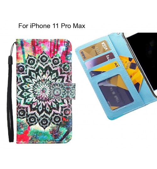 iPhone 11 Pro Max case 3 card leather wallet case printed ID