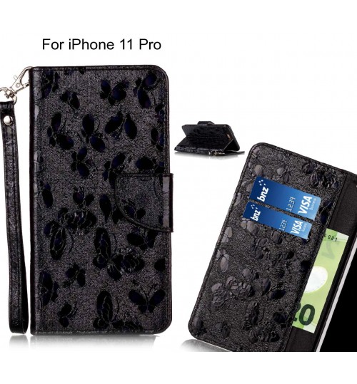 iPhone 11 Pro Case Wallet Leather Flip Case laser butterfly