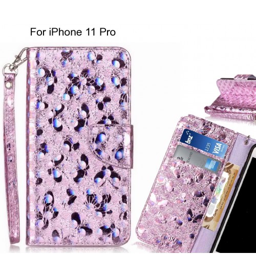 iPhone 11 Pro Case Wallet Leather Flip Case laser butterfly