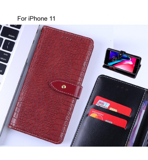 iPhone 11 case croco pattern leather wallet case