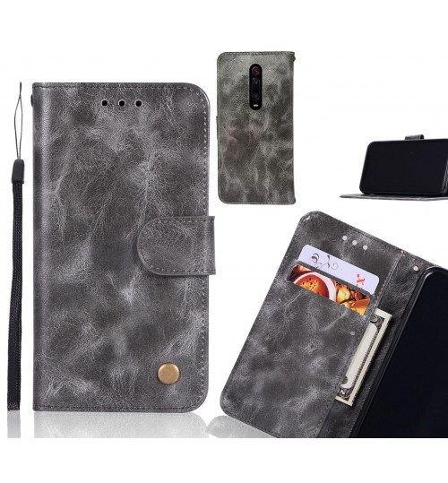 Xiaomi Redmi K20 Case Vintage Fine Leather Wallet Case - Grey