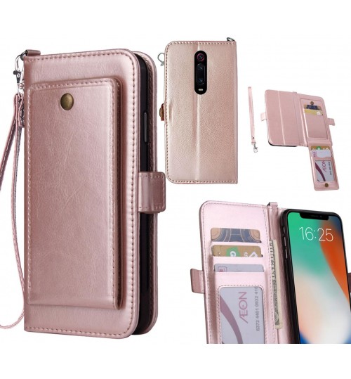 Xiaomi Redmi K20 Case Retro Leather Wallet Case - Rose Gold