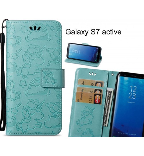 Galaxy S7 Active Case Wallet Leather Unicon Case - Green