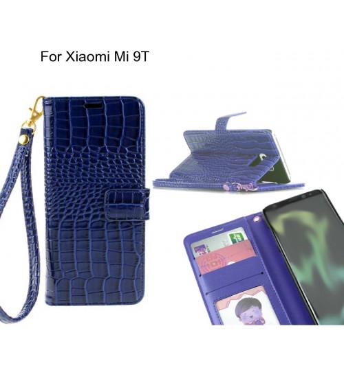 Xiaomi Mi 9t Case Croco Wallet Leather Case - Blue