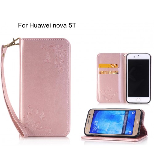 Huawei nova 5T CASE Premium Leather Embossing wallet Folio case