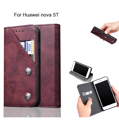 Huawei nova 5T Case ultra slim retro leather wallet case