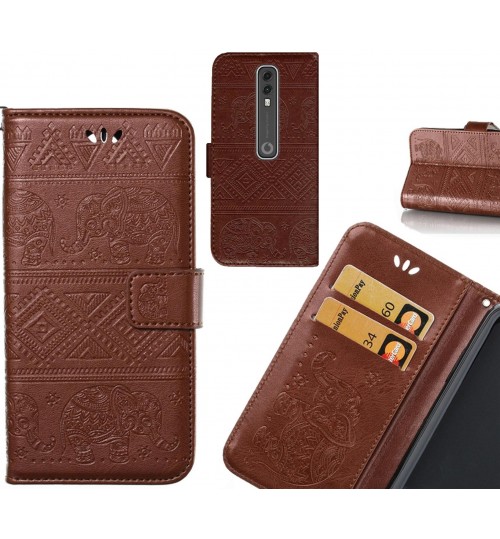 Vodafone V10 case Wallet Leather case Embossed Elephant Pattern