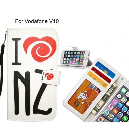 Vodafone V10 case 3 card leather wallet case printed ID