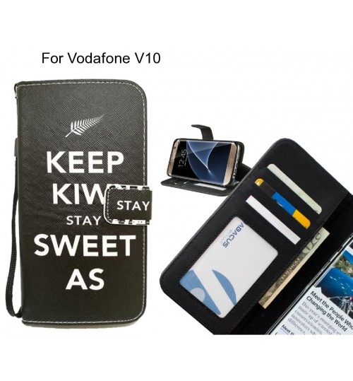 Vodafone V10 case 3 card leather wallet case printed ID