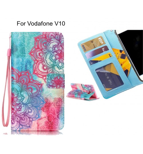 Vodafone V10 case 3 card leather wallet case printed ID