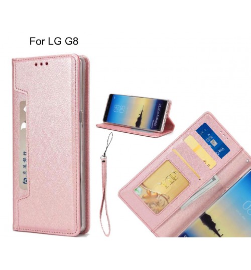 Lg G8 Case Silk Texture Leather Wallet Case - Rose Gold