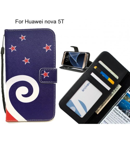 Huawei nova 5T case 3 card leather wallet case printed ID