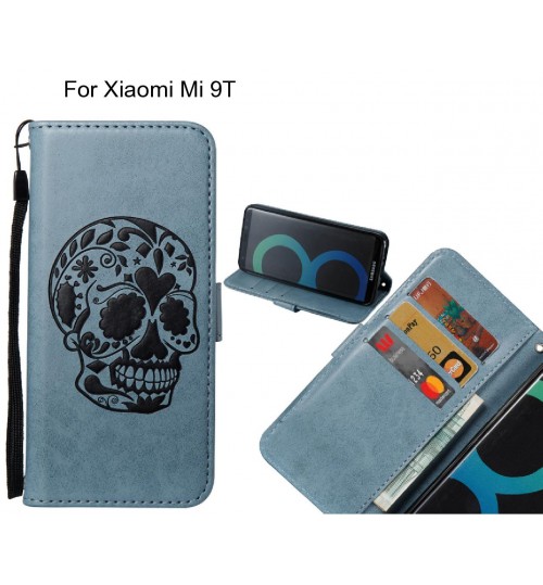 Xiaomi Mi 9T case skull vintage leather wallet case