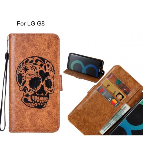 LG G8 case skull vintage leather wallet case