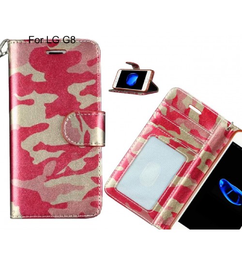 Lg G8 Case Camouflage Leather Wallet Case Cover - Red