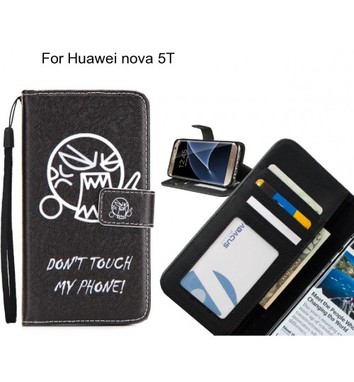 Huawei nova 5T case 3 card leather wallet case printed ID