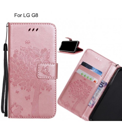 LG G8 case leather wallet case embossed pattern