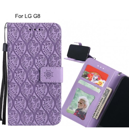 LG G8 Case Leather Wallet Case embossed sunflower pattern