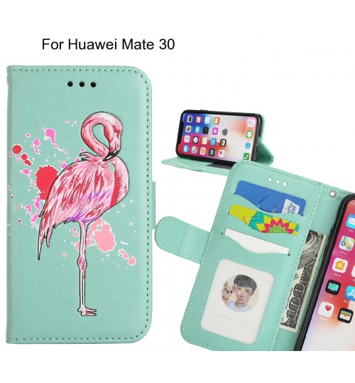 Huawei Mate 30 case Embossed Flamingo Wallet Leather Case
