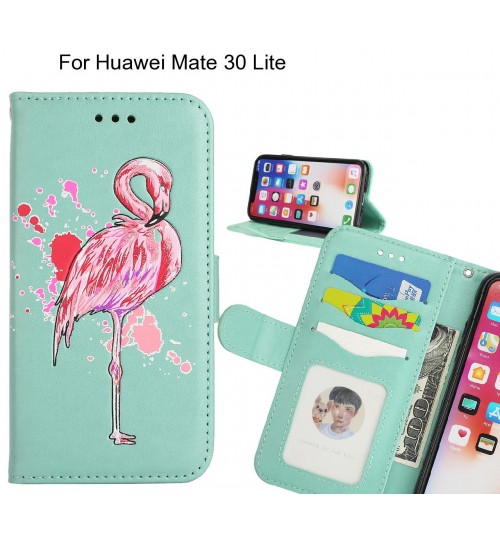 Huawei Mate 30 Lite case Embossed Flamingo Wallet Leather Case